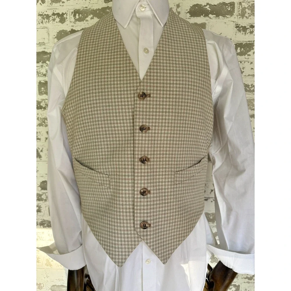 Vintage Century Club 2 Piece Suit Mens 42R Plaid‎ Blazer Vest Jacket 70s